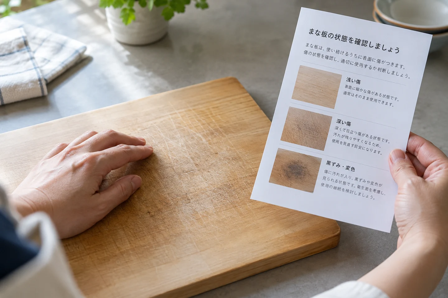 傷みを確認し交換や相談を考えるイメージ