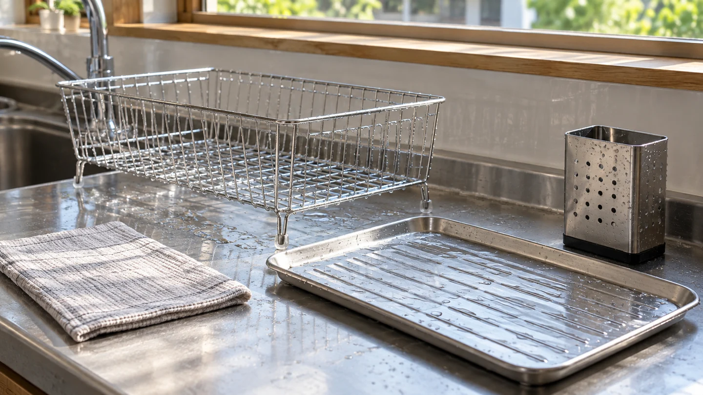 洗った部品を重ねず乾燥する様子