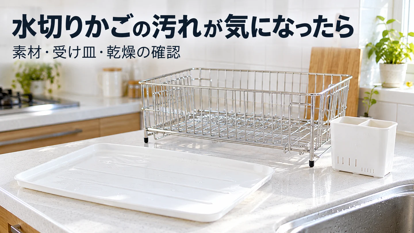 水切りかごの汚れが気になったら|素材・受け皿・乾燥と交換の確認の説明用画像