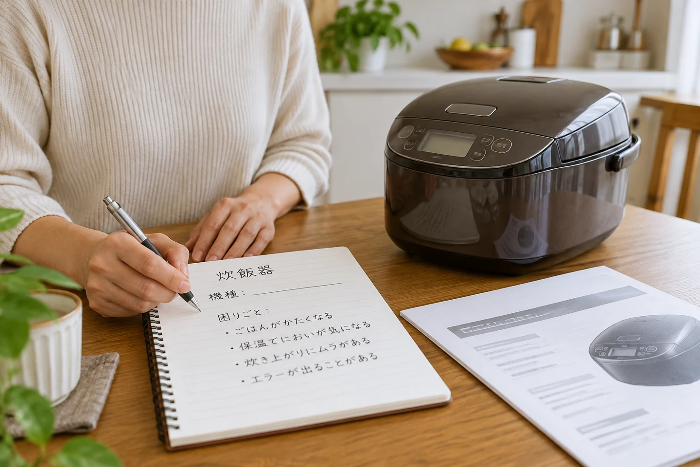 メーカーへ相談する内容を記録する説明用イメージ