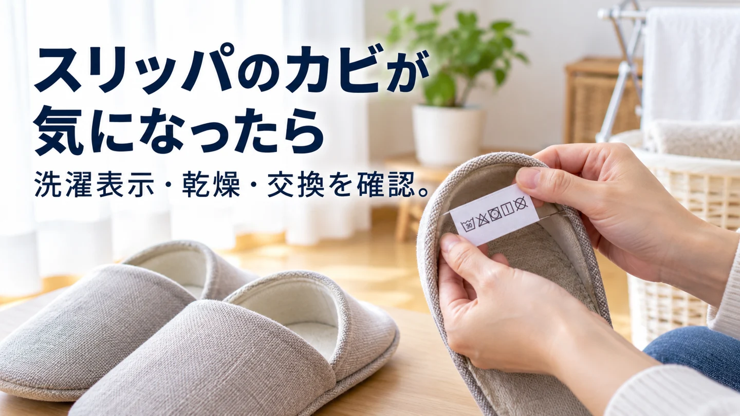 スリッパのカビが気になったら|洗濯表示・底の乾燥・交換の確認の説明用画像