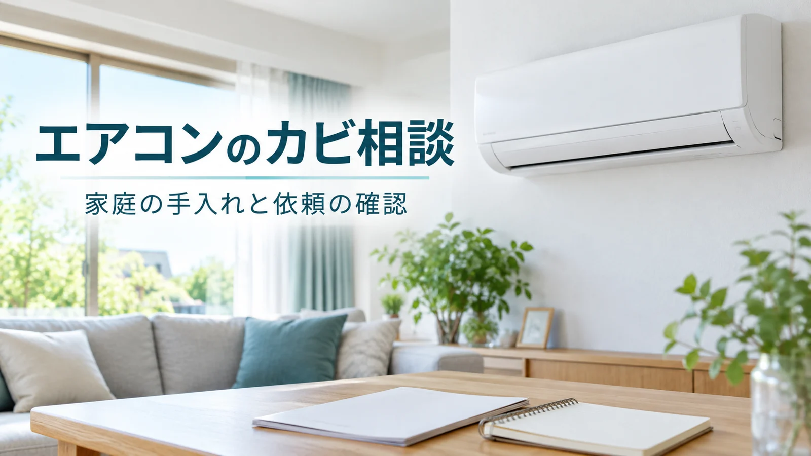 エアコンの手入れと依頼を整理する説明用画像