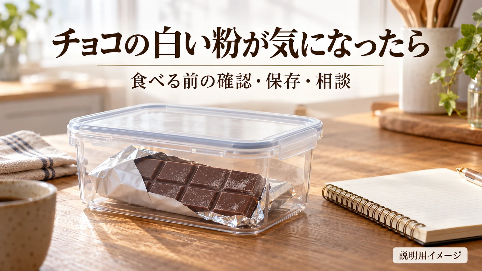 チョコの白い粉が気になったときの確認と相談の説明用画像