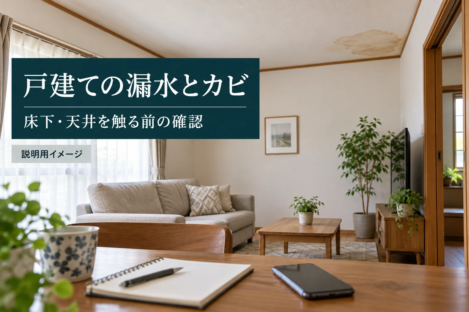 戸建ての漏水とカビの確認を整理する説明用画像