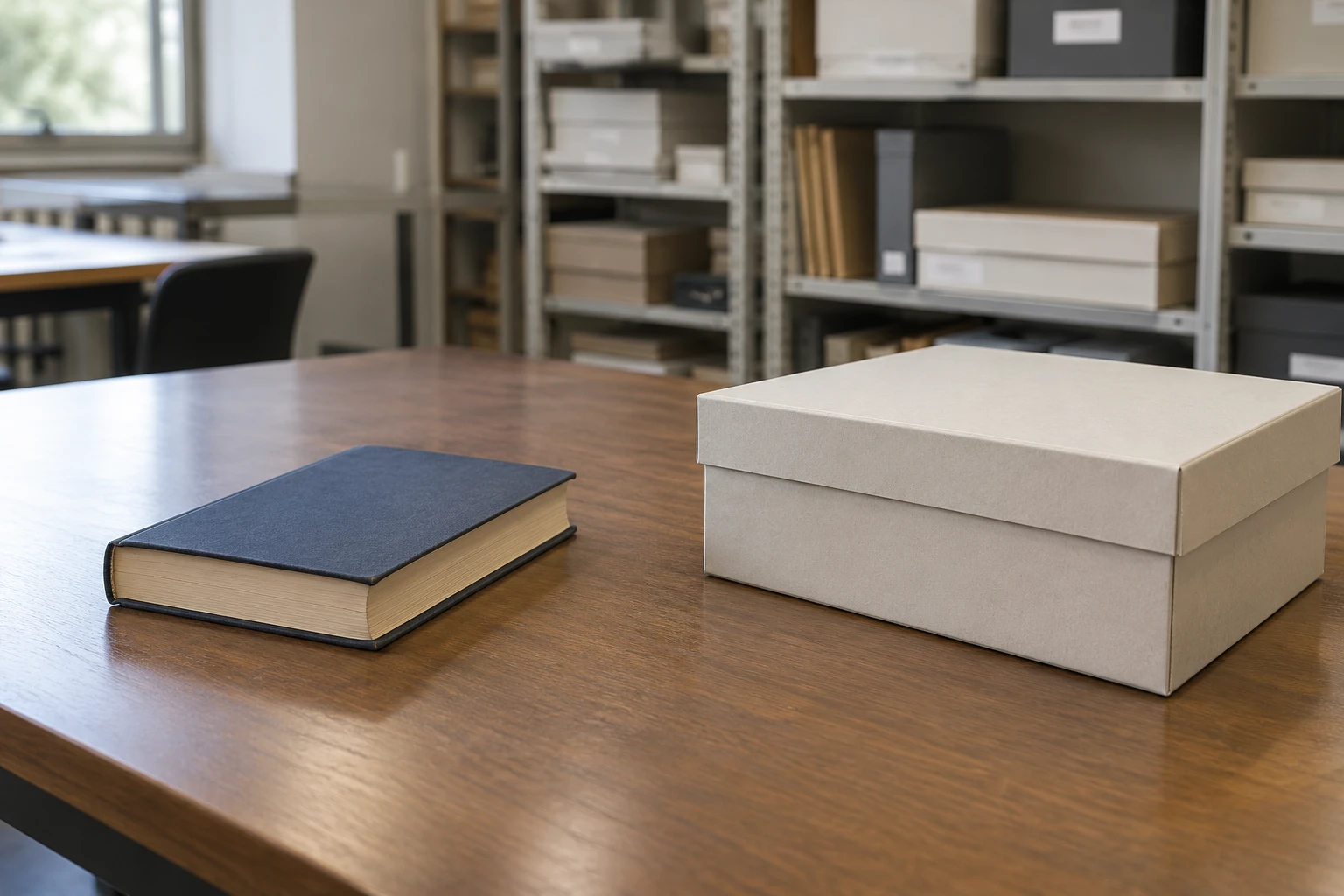 一般図書と保存箱を分けて置いた説明用画像