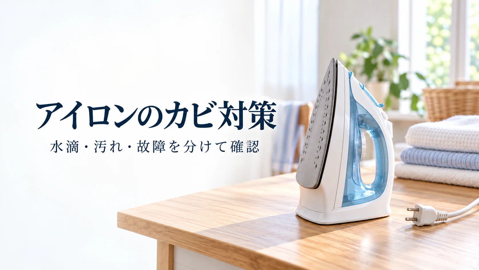 アイロンのカビ対策、水滴・汚れ・故障を分けて確認の文字入り説明画像