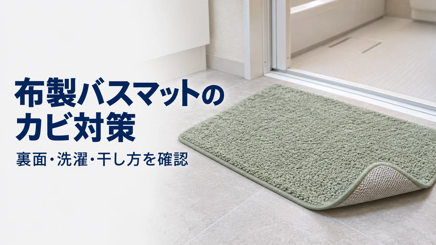 布製バスマットのカビ対策、裏面・洗濯・干し方を確認と書かれた説明用アイキャッチ
